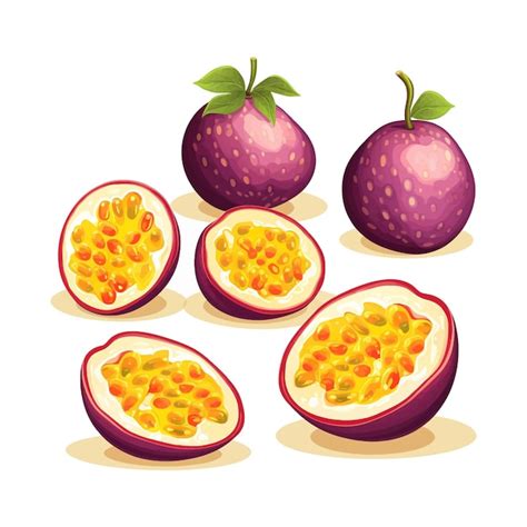 Premium Vector Hand Drawn Passion Fruit Vector Cartoon Isolated White