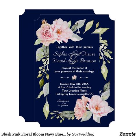 Navy And Blush Pink Wedding Invitations Addicfashion