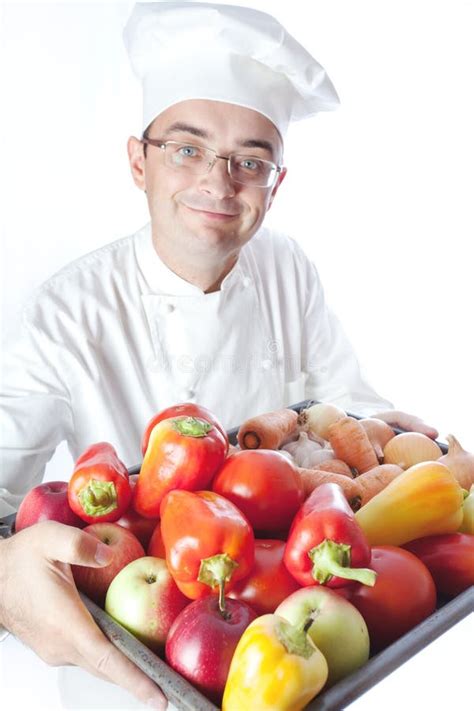 Cook man with vegetables stock photo. Image of isolated - 23360934