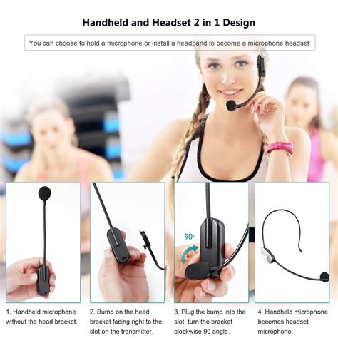 Uhf Wireless Microphone Headset 165ft Range Working Time 6h 1 4plug Wireless