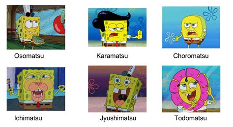 Spongebob As Matsu S Spongebob Comparison Charts Know Your Meme