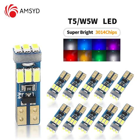 10Pcs New T5 W3W W1 2W 70 73 74 Super Bright LED Bulbs Car Warning