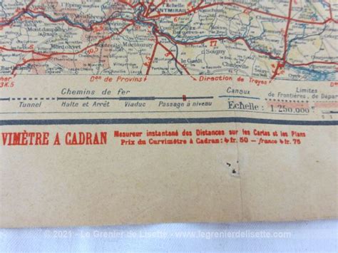 Ancienne carte routière Taride des Environs de Paris Le Grenier de