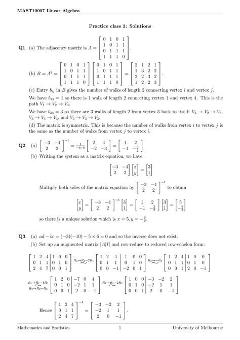 T03solutions 1 Tutorial Solutions MAST10007 Linear Algebra Practice