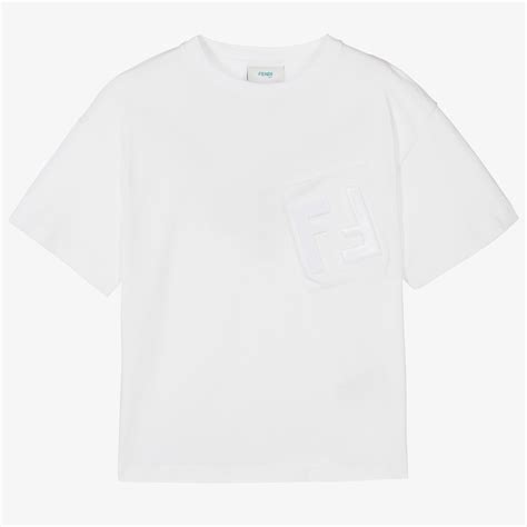 Fendi White Logo T Shirt Childrensalon
