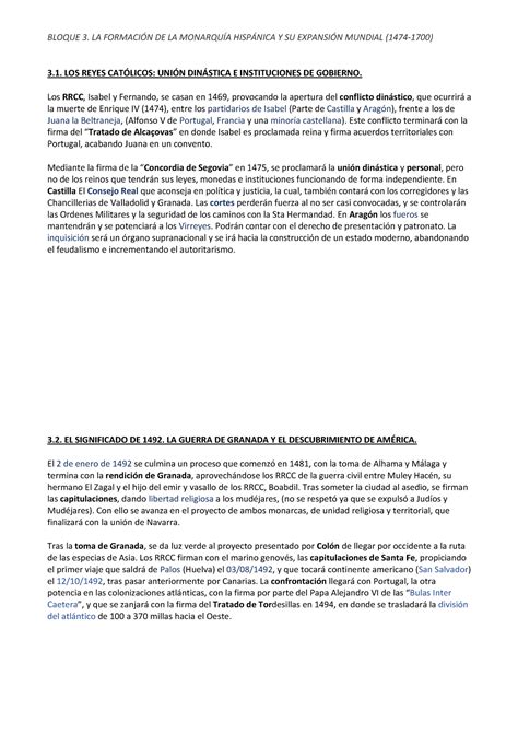 Bloque Hist Apuntes De Historia De Espa A Para La Evau Los