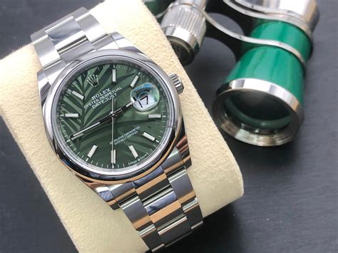 Rolex Datejust 36 126200 Green Olive Palm Motif Dial Oyster For 15 017