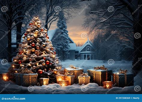 Snowy Christmas landscape stock image. Image of cross - 297208369