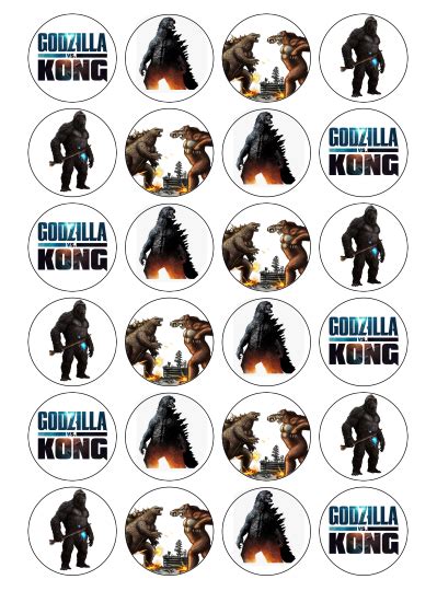 Godzilla Vs Kong Edible Cupcake Toppers Viparty Au