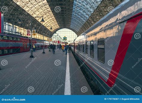 New Electric Train Aeroexpress At Kievsky Train Station Editorial