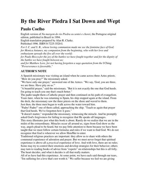 PDF By the River Piedra I Sat Down and Wept Kitabı the River