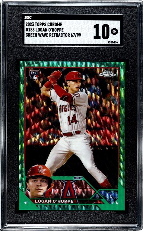 Topps Chrome Logan O Hoppe Green Wave Refractor Rc Sgc Gem