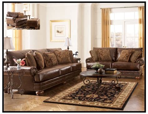 Ashley Antique Sofa And Loveseat Living Room Leather Ashley Furniture