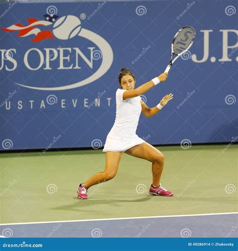 Professional Tennis Player Zarina Diyas During Second Round Match At Us