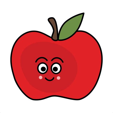 Cartoon fruit character apple. Cute funny cartoon apple. Funny flat ...