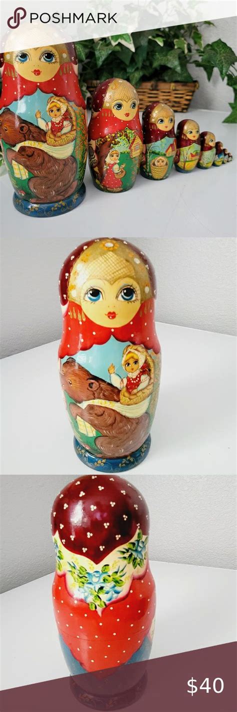 Nesting Doll Pcs Masha And Bear Russian Fairy Tail Matreshka Hant