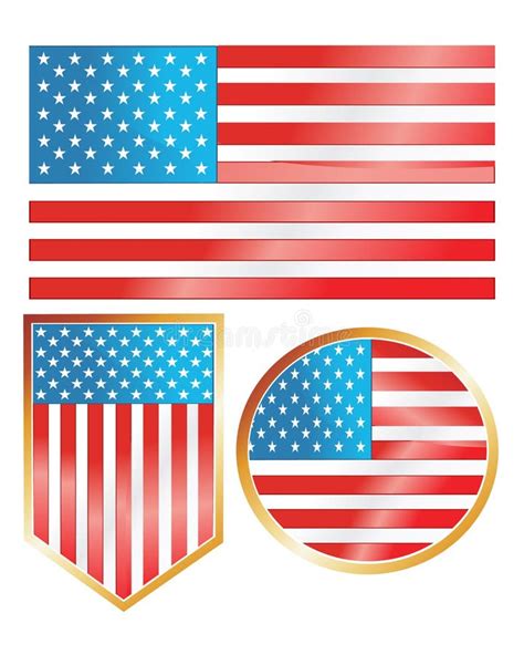 Vector American Flag Set Stock Vector Illustration Of Stripes