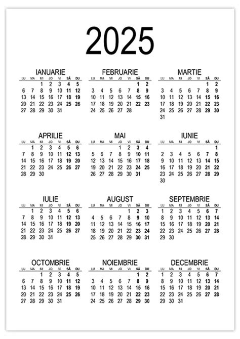 Calendarul 2025 Calendarul Su Calendare Romanesti Imprimabile Gratuite