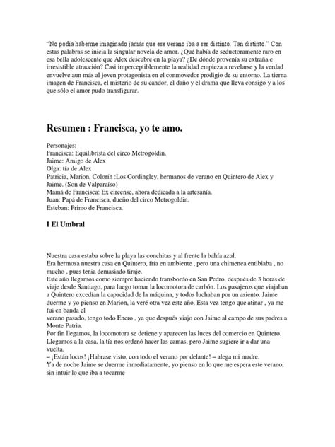 Resumen Libro Francisca Yo Te Amo Descargar Gratis Pdf Piratería Ocio