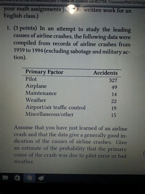 Solved In an attempt to study the leading causes of airline | Chegg.com