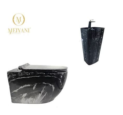 MEIYANI Stone Marble Design Rimless Flushing Back To Wall Toilet P Trap