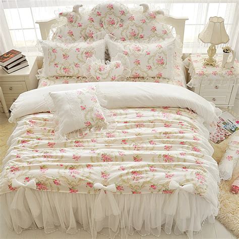 4 6 8pcs 100 Cotton Princess Style Pink Color Bedding Sets King Queen