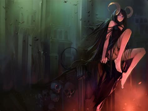 Wallpaper Fantasy Art Fantasy Girl Anime Girls Horns Skull