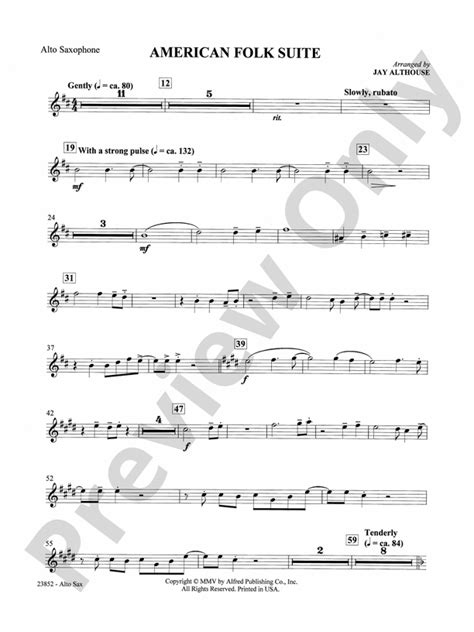 American Folk Suite E Flat Alto Saxophone E Flat Alto Saxophone Part