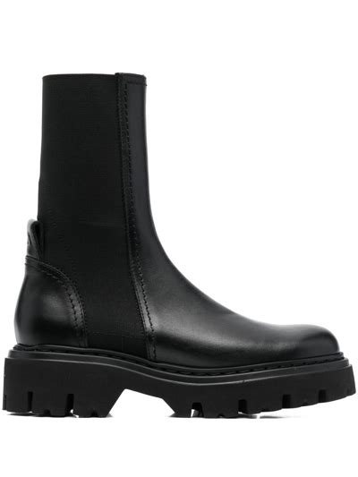 N°21 Branded Heel Counter Combat Boots In Black Modesens