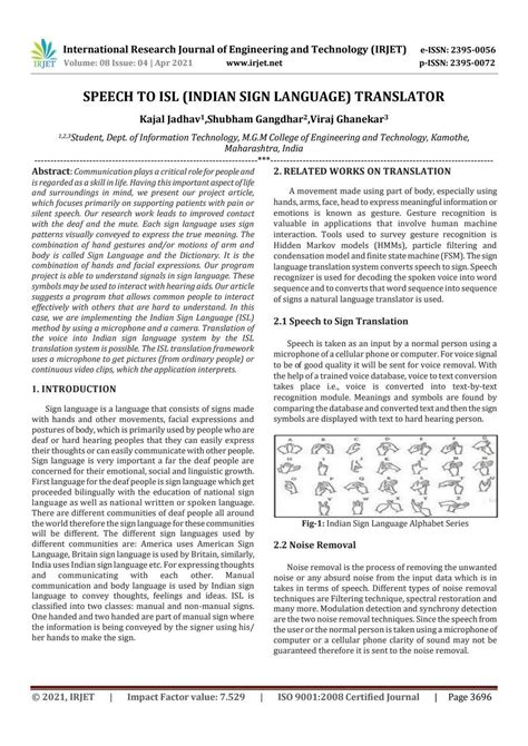 Irjet Speech To Isl Indian Sign Language Translator By Irjet Journal