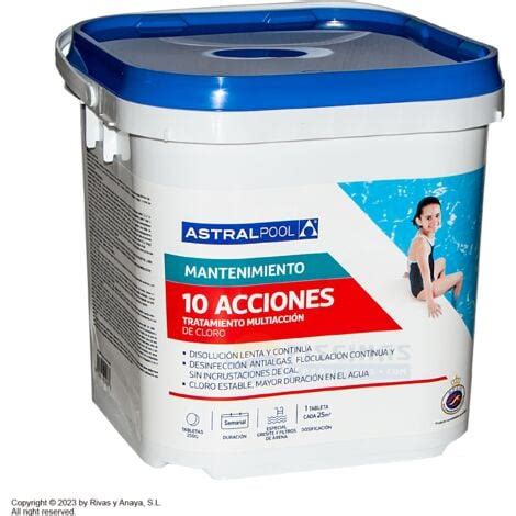 Cloro AstralPool Multi Action 10 Plus Tabletas 250 G 5 Kg