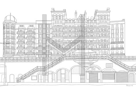 The Grand Hotel Brighton Line Art Line Drawing Etsy France