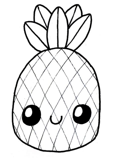 Kolorowanka Kawaii ananas Pobierz wydrukuj lub pokoloruj online już