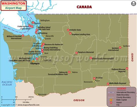 Washington State Airports Map Printable Map - Bank2home.com