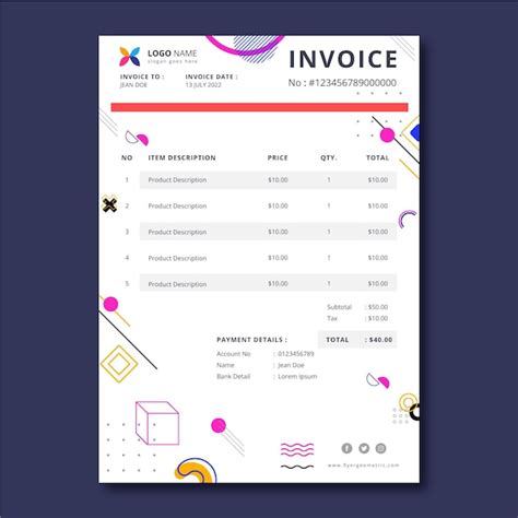 Factura Geom Trica De Dise O Minimalista Vector Premium