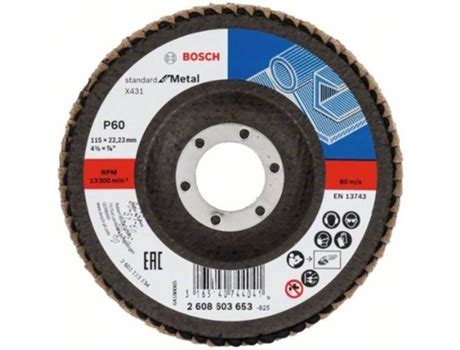 Disco De Lixa BOSCH Em Lamelas X431 Steard Para Metal 115 Mm 22 23