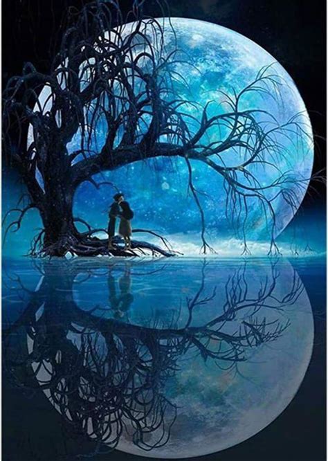 5D Diamond Painting Kit 40X30Cm Pleine Lune Bleue Diamant Painting Kit