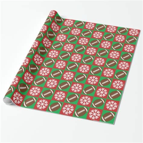 Football and Snowflake Football Player Christmas Wrapping Paper | Zazzle