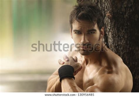 Outdoor Portrait Muscular Shirtless Hot Guy Stock Photo Edit Now