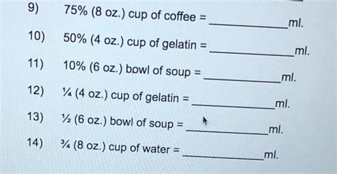 Solved Nutrition And Fluid Balance Convert The Following Chegg