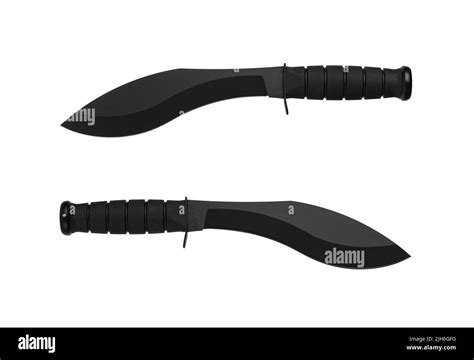 A large machete knife with a black curved blade. Modern edged weapons ...