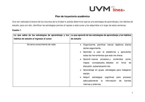 Actividad 8 Plan de Trayectoria Académica Plan de trayectoria
