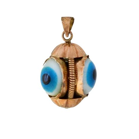 Vintage 9kt Glass Evil Eye Triple Sided Charm Pendant In 2019 Evil Eye Pendant Pendants