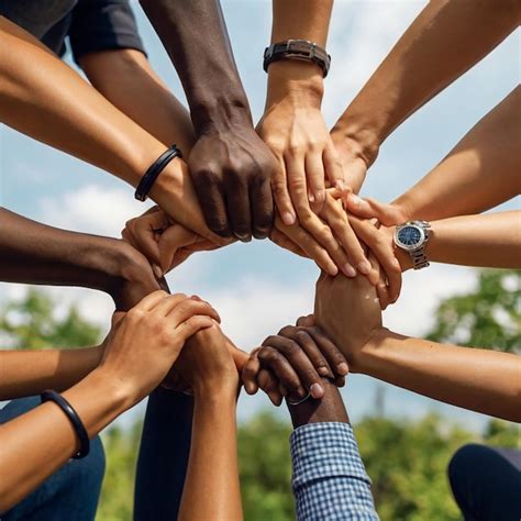 Crop Close Up Of Diverse International People Join Stack Hands In Pile