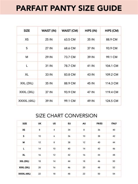 Panty Size Chart Parfait Lingerie