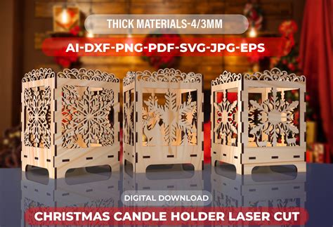 Christmas Candle Holder Laser Cut File 4 Graphic By LaijuAkter