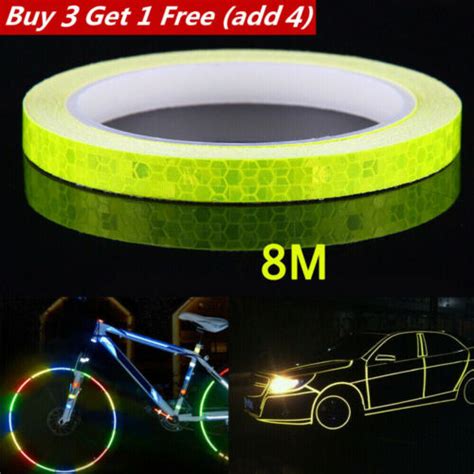 8M Yellow Reflective Tape Fluorescent Bike Bicycle Car Safety