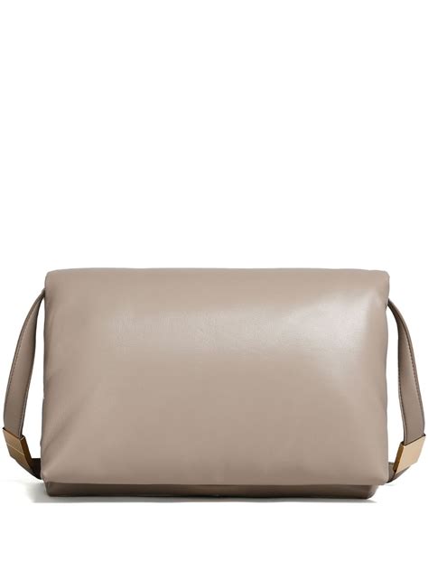 Marni Large Prisma Leather Shoulder Bag Brown FARFETCH