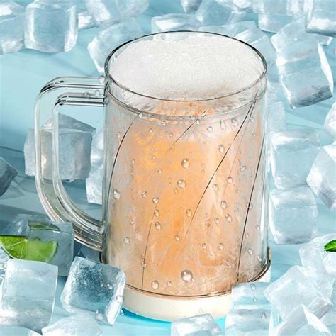 Freezer Beer Mug Double Wall Insulated Gel Plastic Pint Freezable Glass 16 Oz Clear 1 Pack