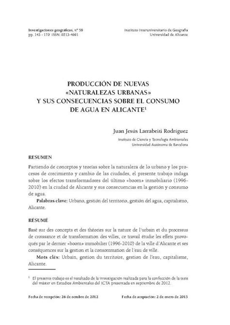 Producción de nuevas naturalezas urbanas y sus consecuencias sobre el